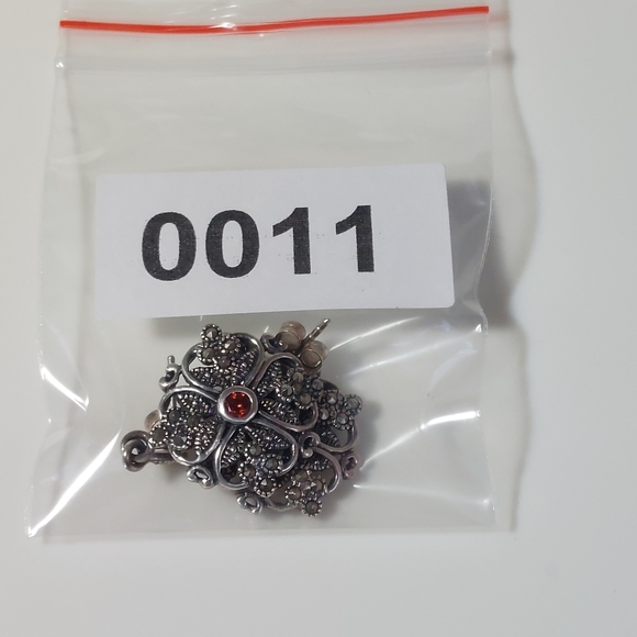 #0011 Vintage Sterling Silver Marcasite CZ Dangling Earrings SX Thai 925 - Picture 3 of 5